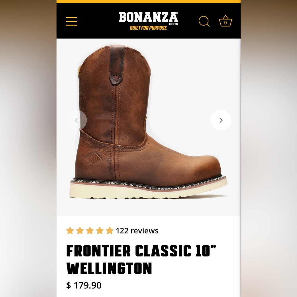 Like New Bonanza Boots Frontier Wellington 10” Classic Men 9.5